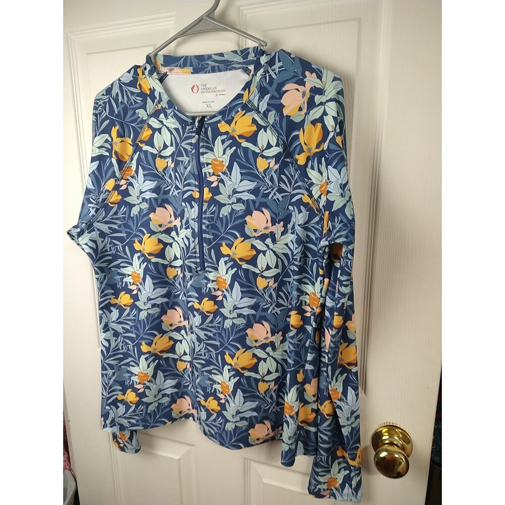 The American Outdoorsman Women's XL Large Long Sleeve floral  Half Zip pullover - Picture 2 of 9